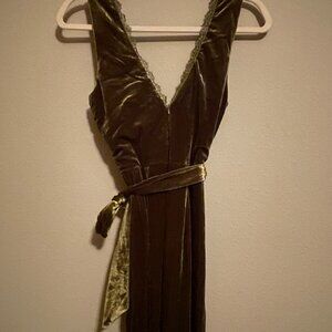New York and Company S, Golden Green Velvet, Jumpsuit by featured brand Aakaa